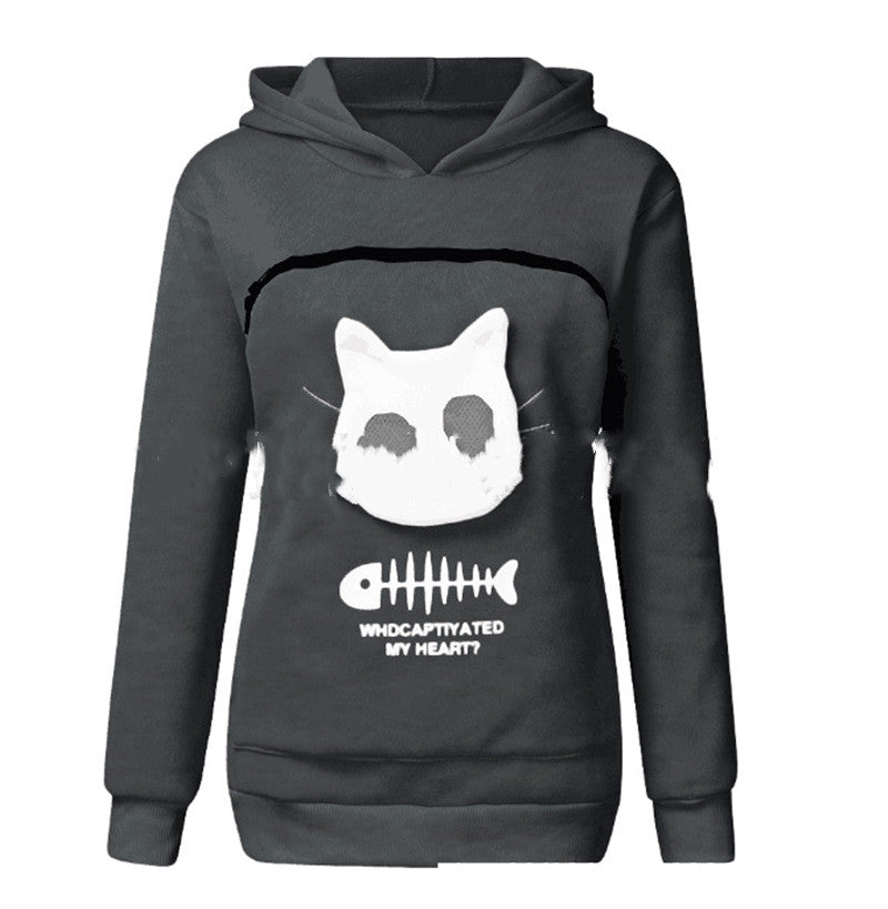 Cat Pocket Hoodie Sweatshirt – Women’s Long Sleeve Cozy Sweater - product image 2