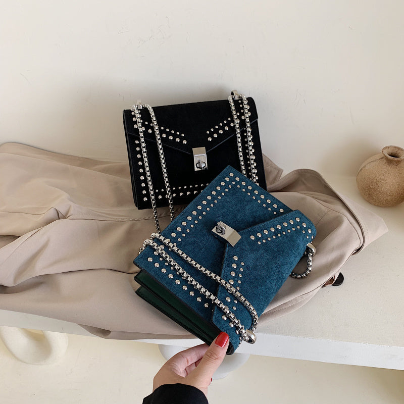 Women's small PU shoulder bag with chain detail - product view 4