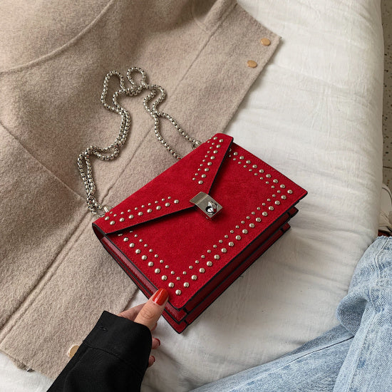 Women's small PU shoulder bag with chain detail - product view 1