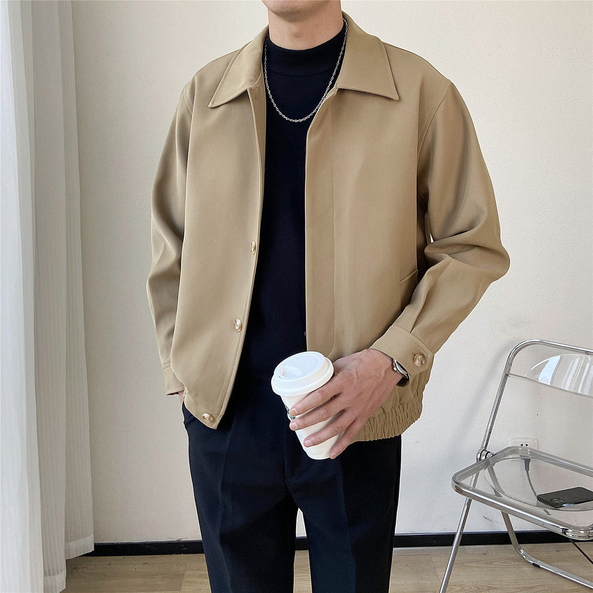 Men's Korean-Style Loose Cropped Jacket - product image 4