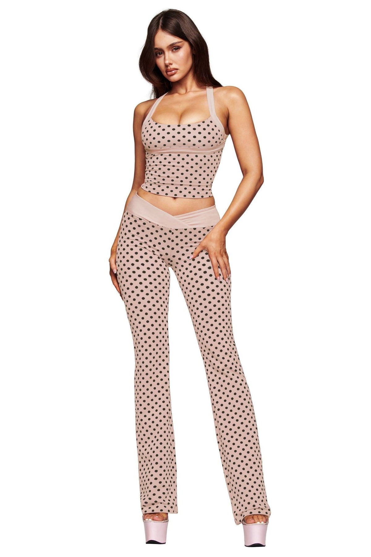 Polka Dot Halter Neck Two-Piece Activewear Set - product image 3