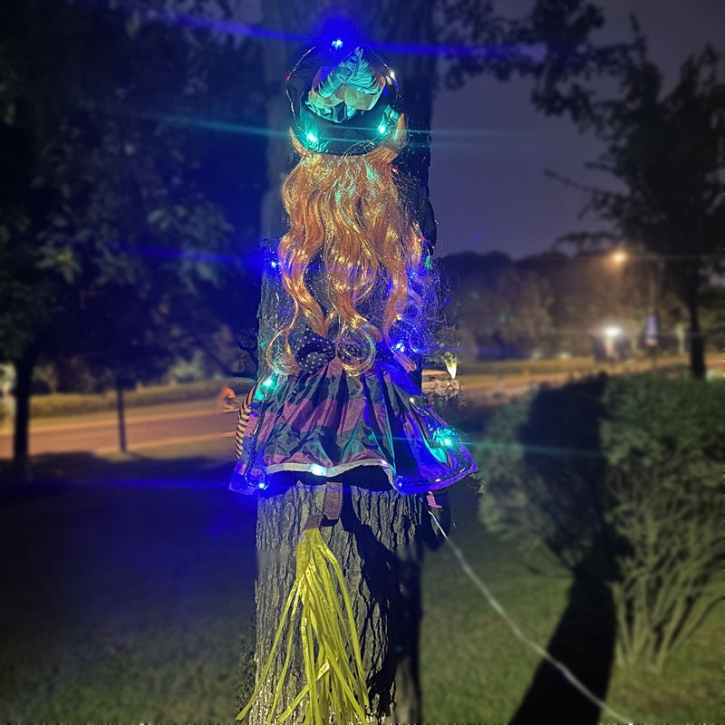 Create a Spooky Outdoor Welcome with a Halloween Witch Light-Up Pendant