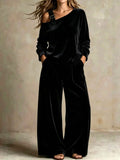 Women's Off-Shoulder Gold Velvet Two-Piece Set - product image 4