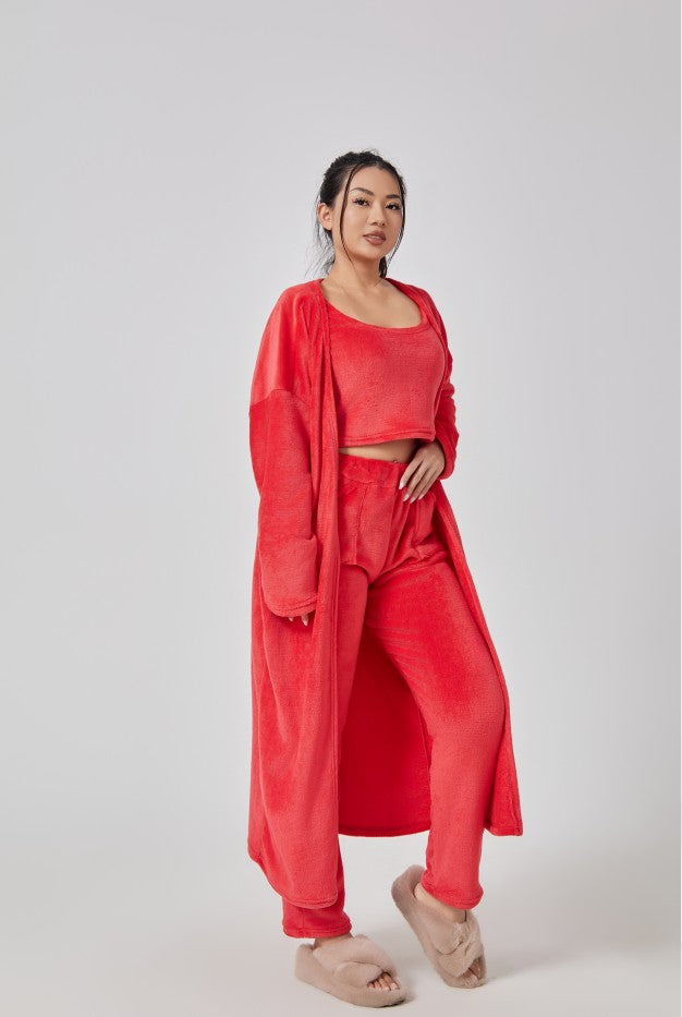 3-Piece Lounge Set – Crop Top, Wide-Leg Pants & Cardigan - product image 2