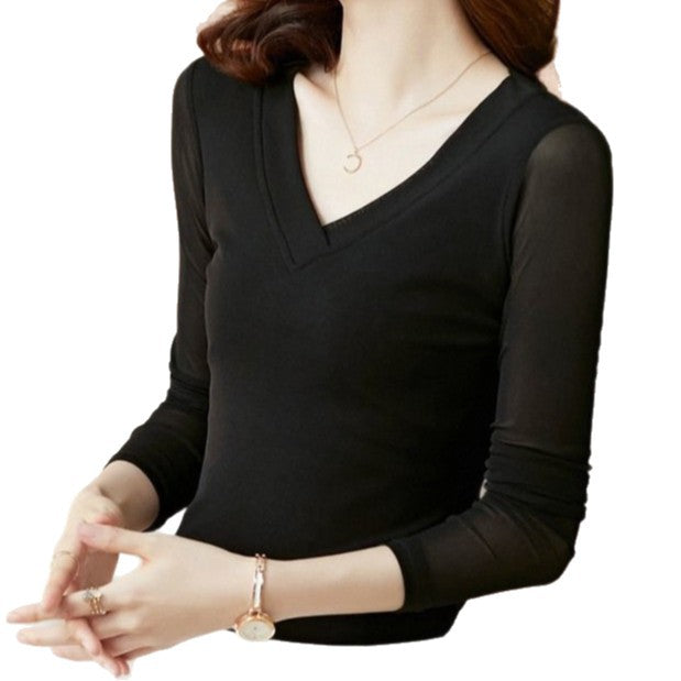 V-Neck Mesh Long-Sleeve Base Top - product image 7