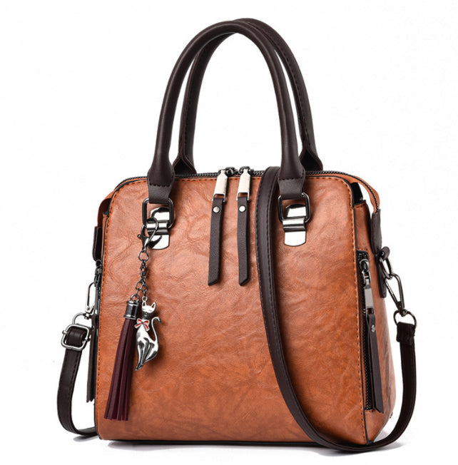 Women's Tassel Top-Handle Bag – PU Leather Shoulder Bag with Zipper - product image 11
