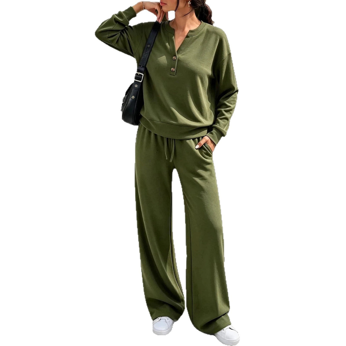 Loose Long-Sleeve Top & Wide-Leg Pants Casual Two-Piece Set - product image 6