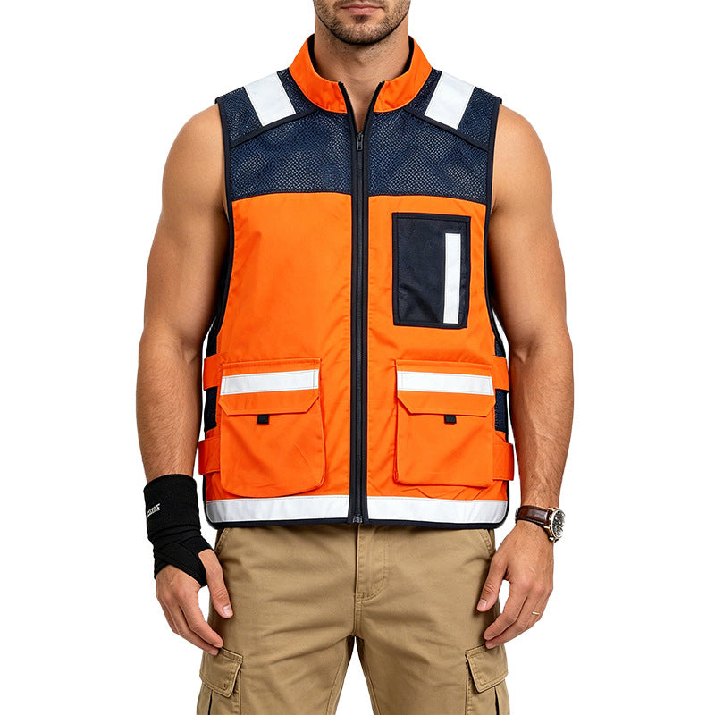 Men's Orange Reflective Workwear Vest - view 6