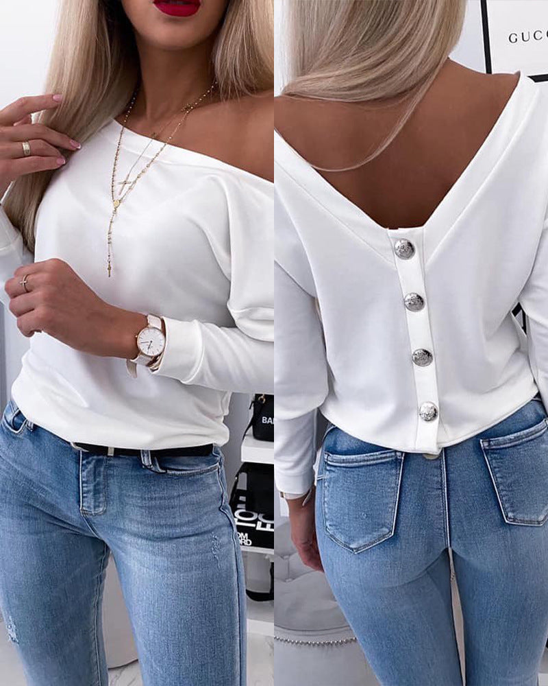 Women's White Backless Long Sleeves Top - product image 4