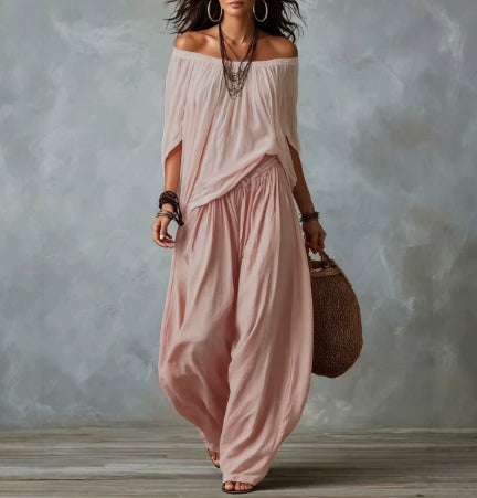 Women's Off-Shoulder Two-Piece Set – Long Sleeve Top & Flare Pants - product image 9
