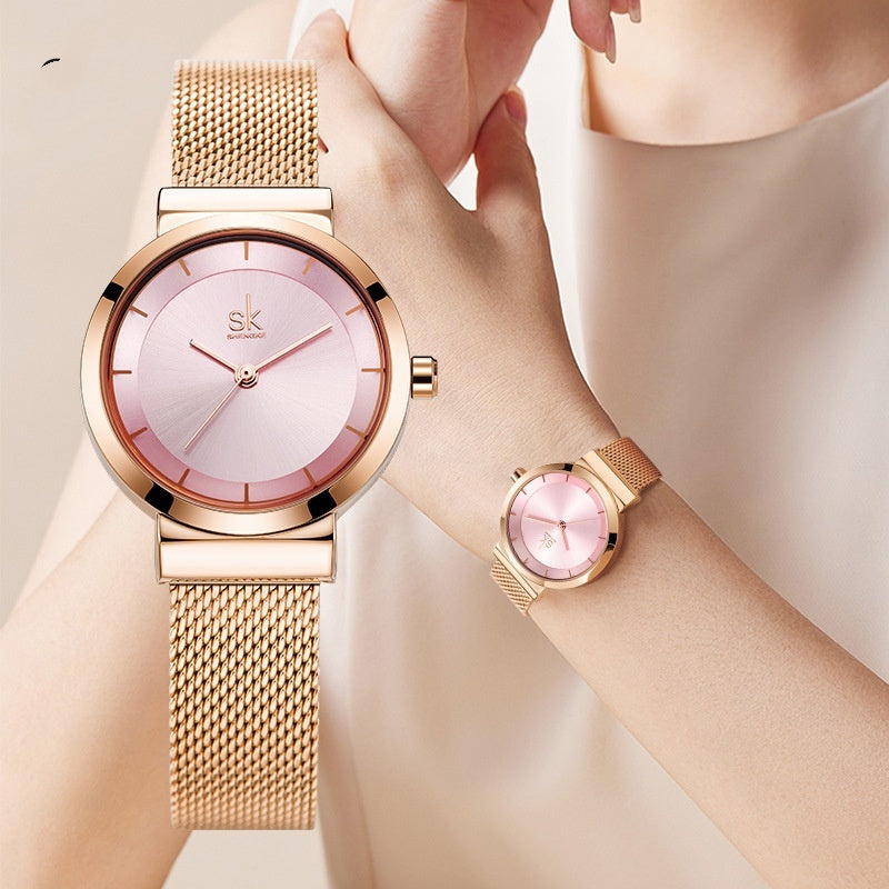 Women's Minimalist Quartz Watch with Faux Leather Strap - product image 3