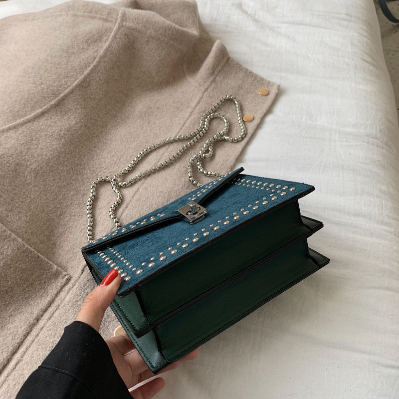 Women's small PU shoulder bag with chain detail - product view 8