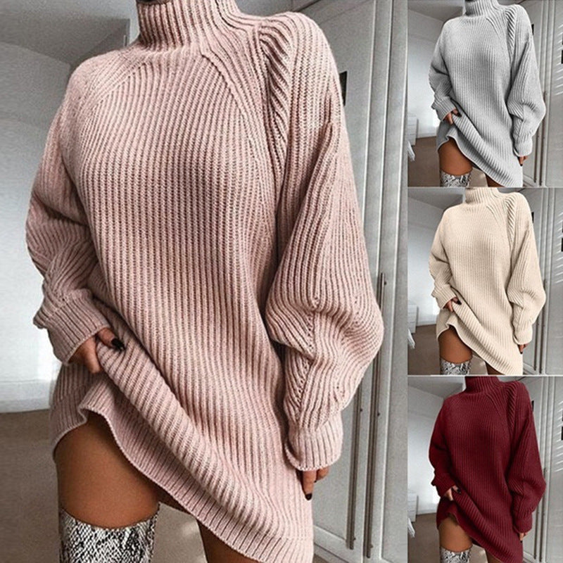 Solid Turtleneck Long Sweater Winter Warm Women Sweater Dress - product image 1