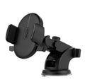 Black car phone mount with side grips and lower phone supports