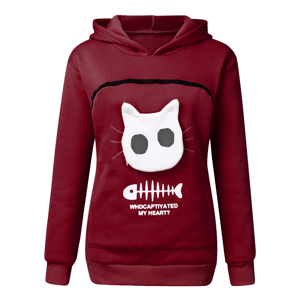 Cat Pocket Hoodie Sweatshirt – Women’s Long Sleeve Cozy Sweater - product image 7
