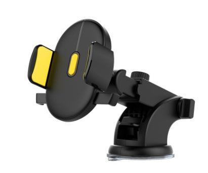 Black car phone mount shown from an angled side view