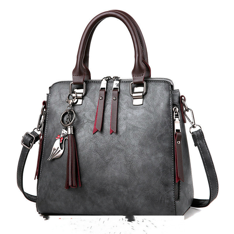 Women's Tassel Top-Handle Bag – PU Leather Shoulder Bag with Zipper - product image 2
