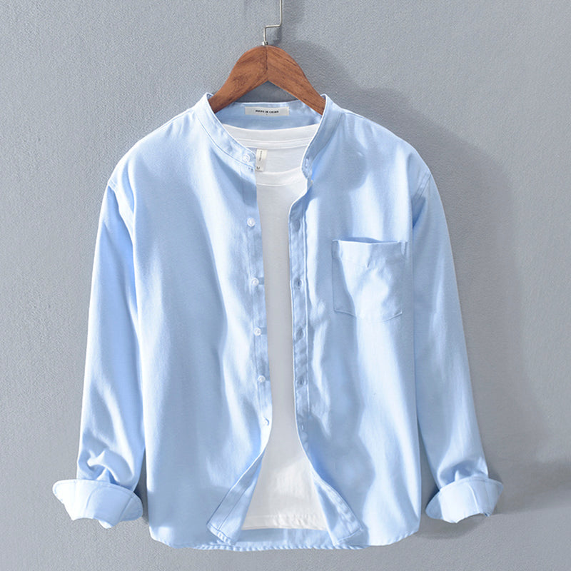 Men's Stand Collar Long Sleeve Cotton Linen Shirt - product image 5