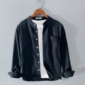 Men's Stand Collar Long Sleeve Cotton Linen Shirt - product image 7