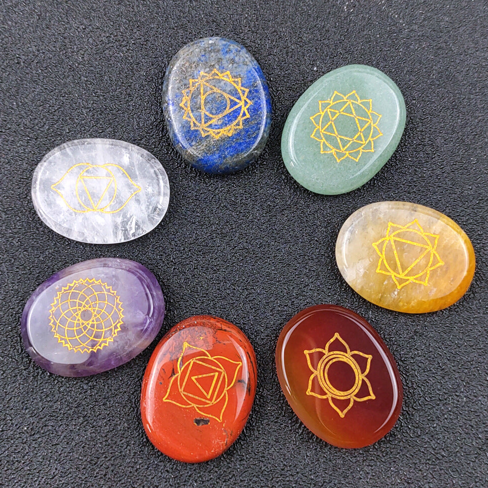 Natural Amethyst Seven Chakra Engraved Stone Set - product image 5