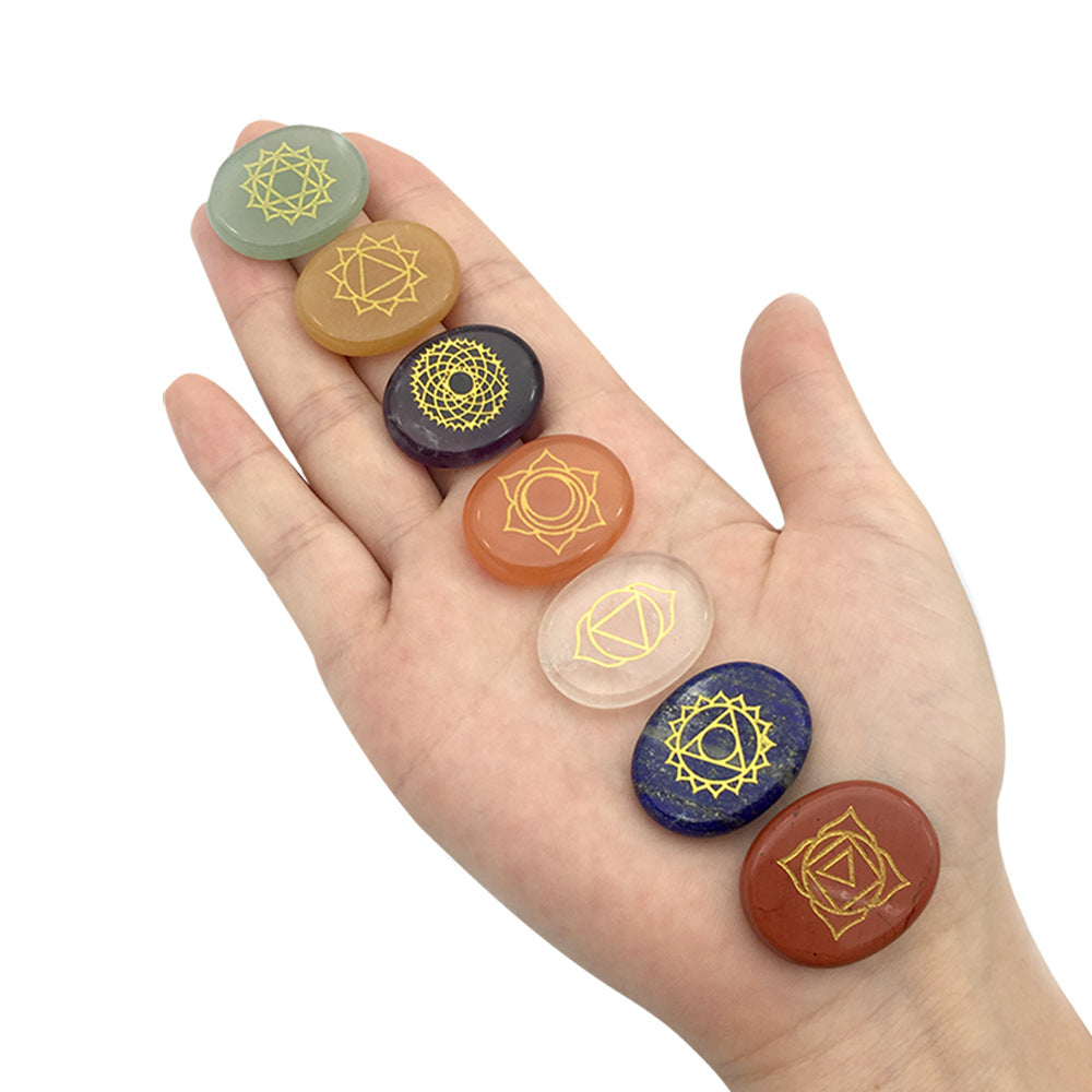 Natural Amethyst Seven Chakra Engraved Stone Set - product image 4