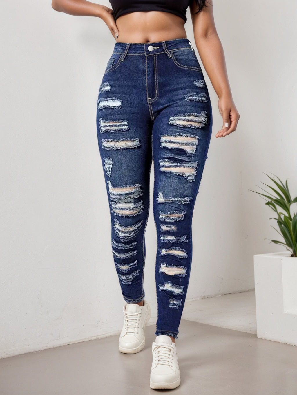 Women's Slim-Fit Ripped Cropped Jeans