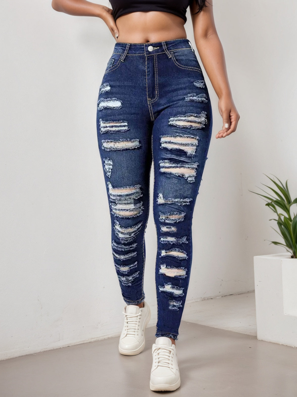 Women's Slim-Fit Ripped Cropped Jeans