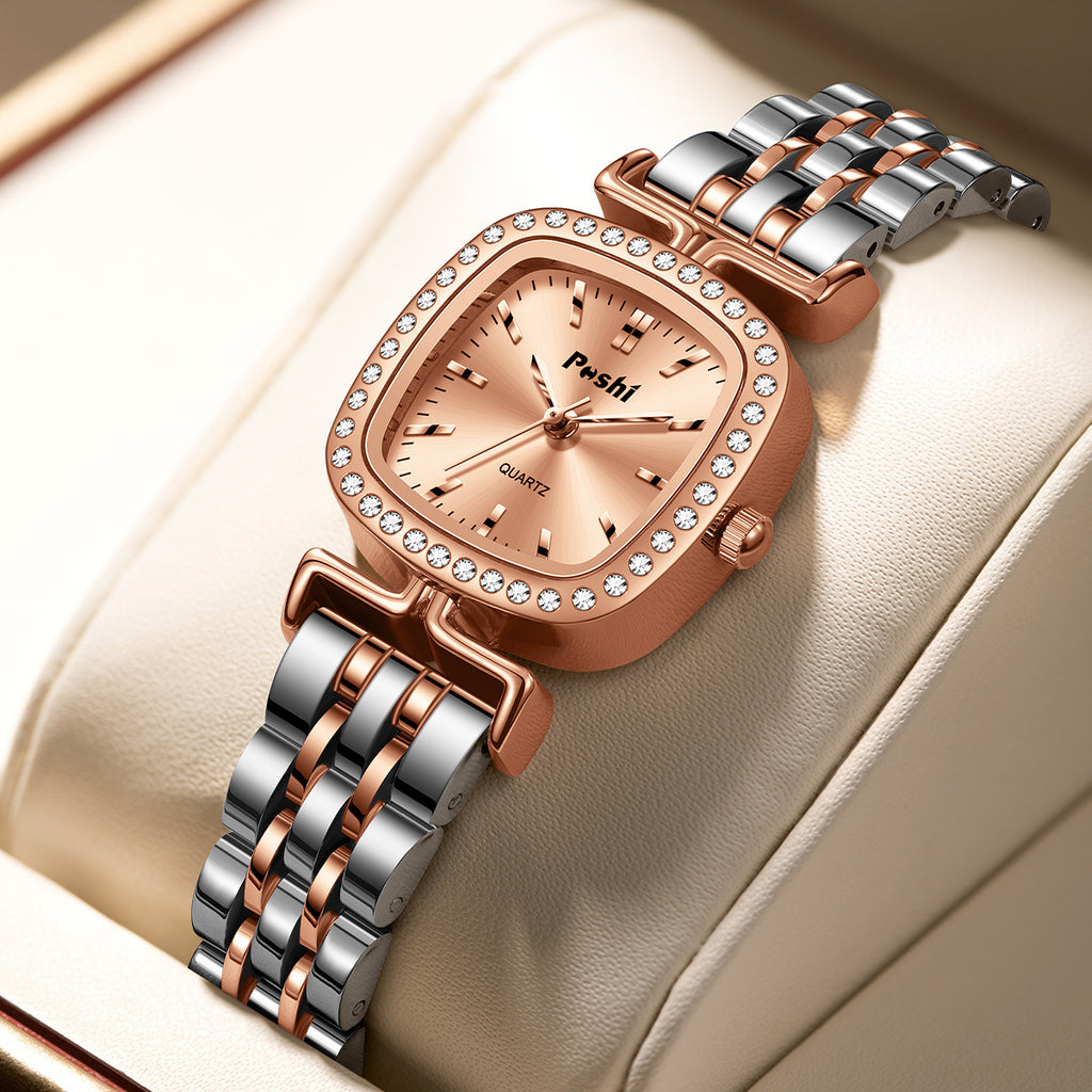 Women's Diamond-Dial Oval Steel Bracelet Quartz Watch - product image 1