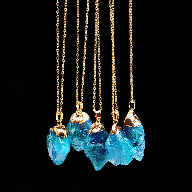 Dyed Natural Stone Crystal Pendant Necklace - product image 2