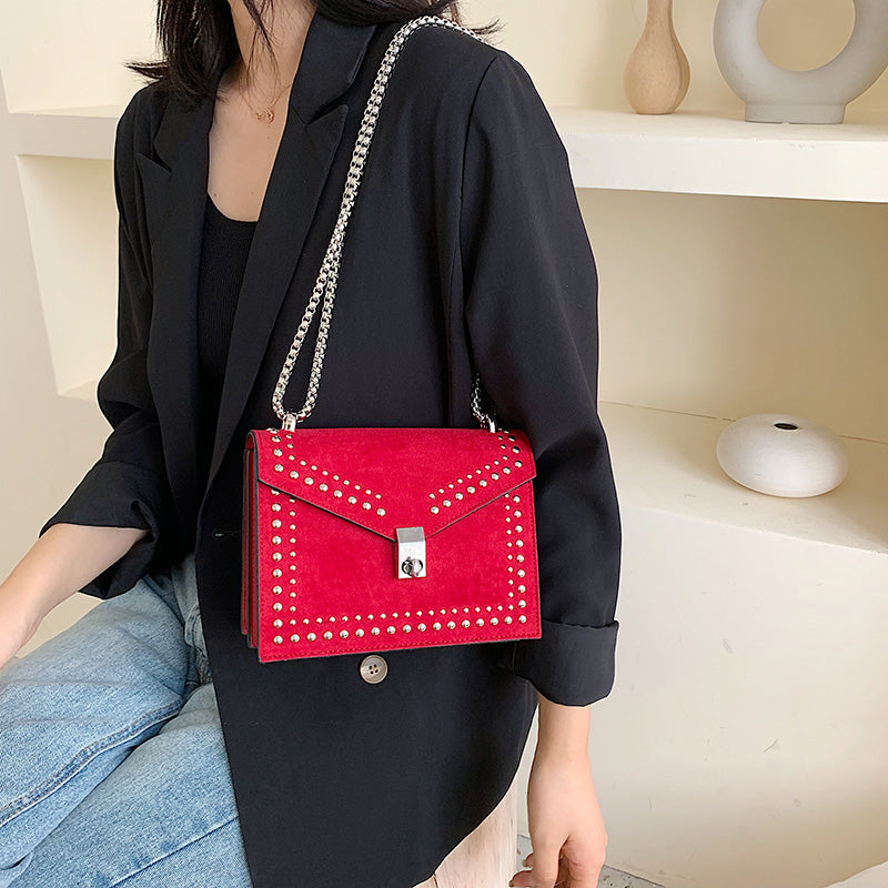 Women's small PU shoulder bag with chain detail - product view 5