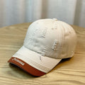 Distressed Embroidered-Letter Baseball Cap - image 7