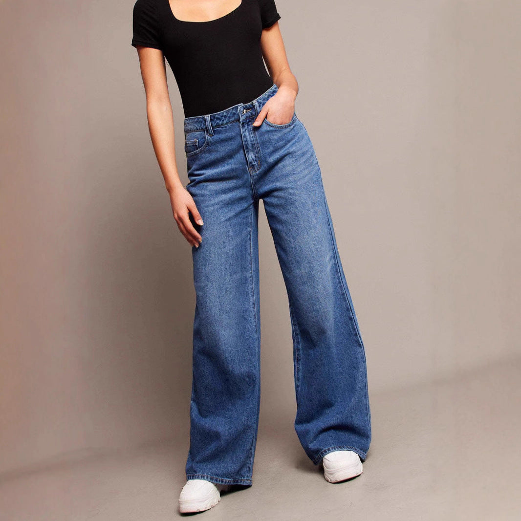 Women's Retro Washed Wide-Leg Jeans – High-Waist Loose Fit - product image 1