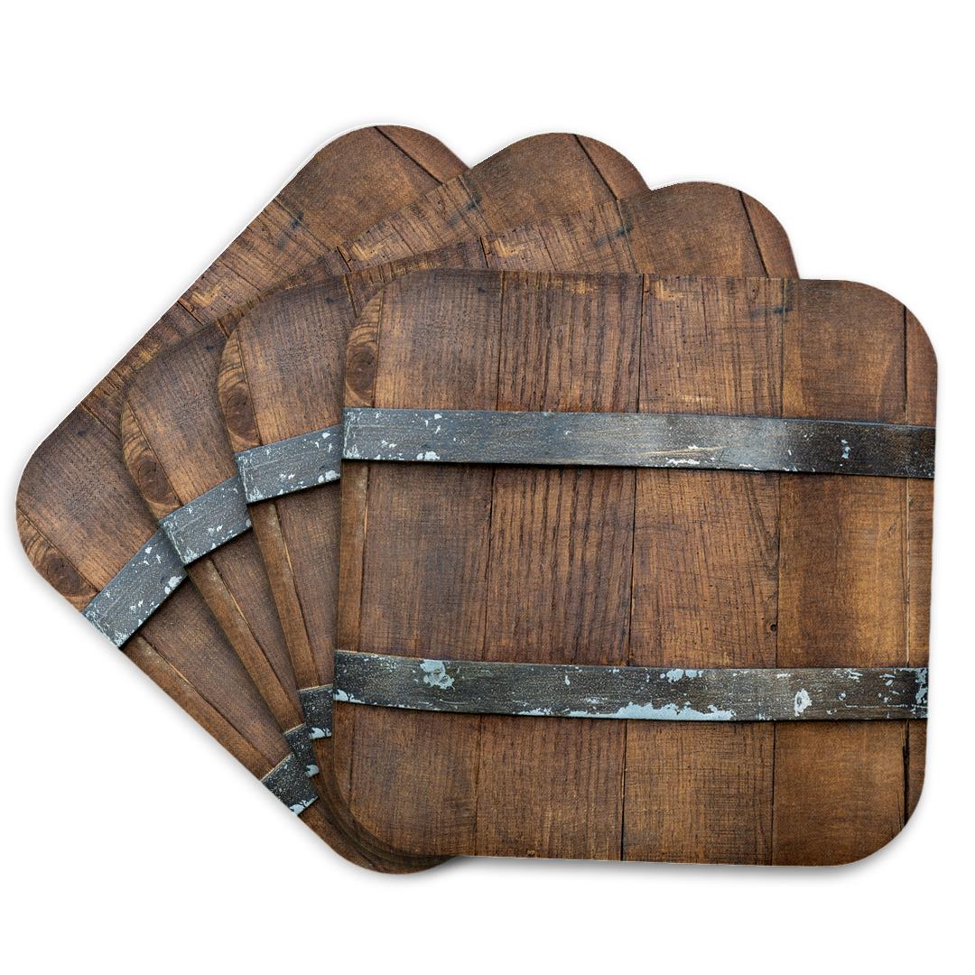 3dRose Alexis Photography - Texture Wood - Image of a Wooden Barrel, Metal Bands. Closeup View. Wooden Texture - Coasters