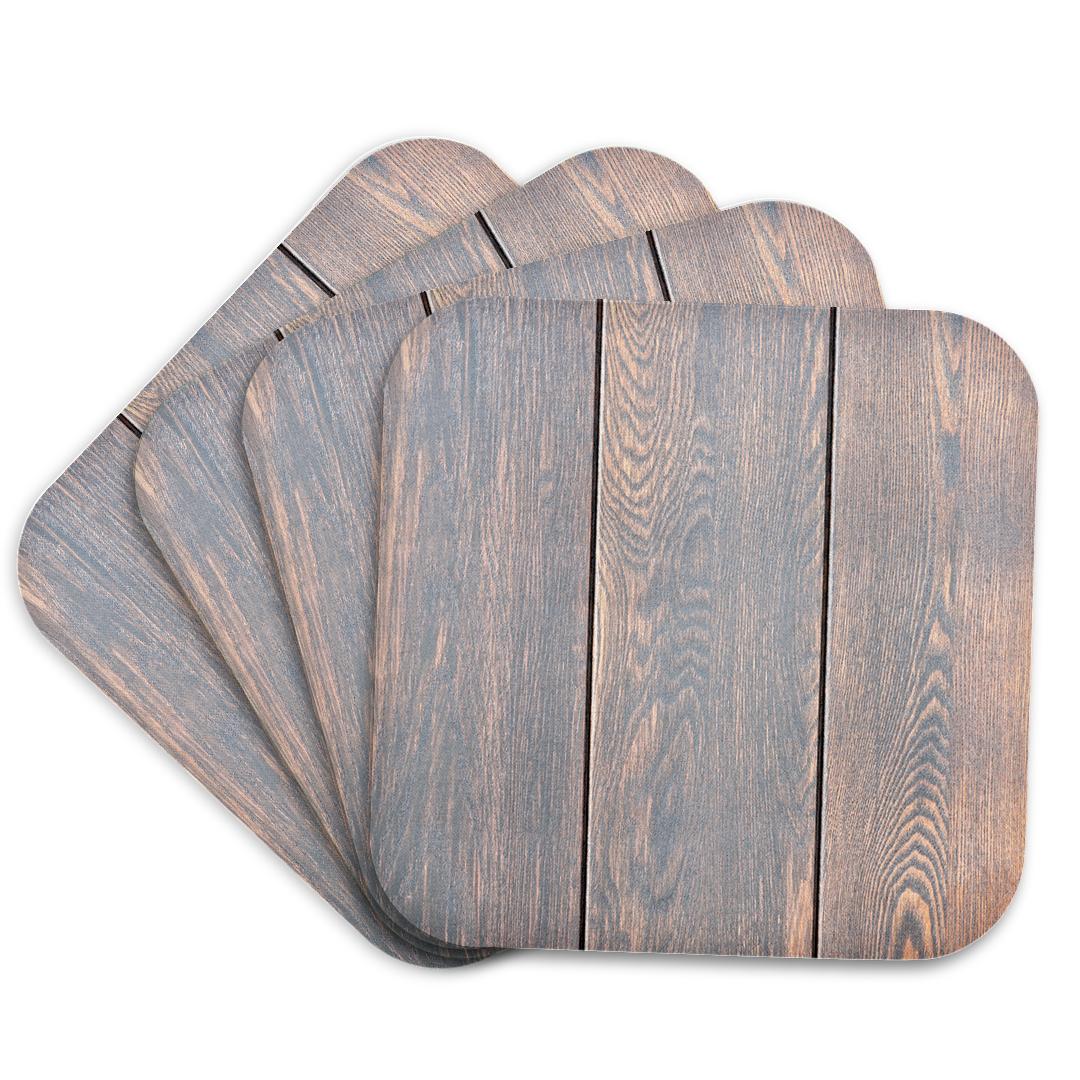 3dRose Alexis Photography - Texture Wood - Image of Three Neat Vertical Wooden Planks of Dark Brown Color - Coasters