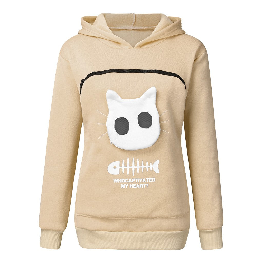 Cat Pocket Hoodie Sweatshirt – Women’s Long Sleeve Cozy Sweater - product image 3
