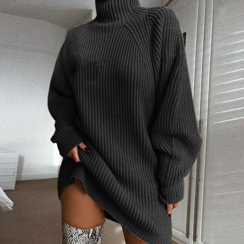 Solid Turtleneck Long Sweater Winter Warm Women Sweater Dress - product image 4