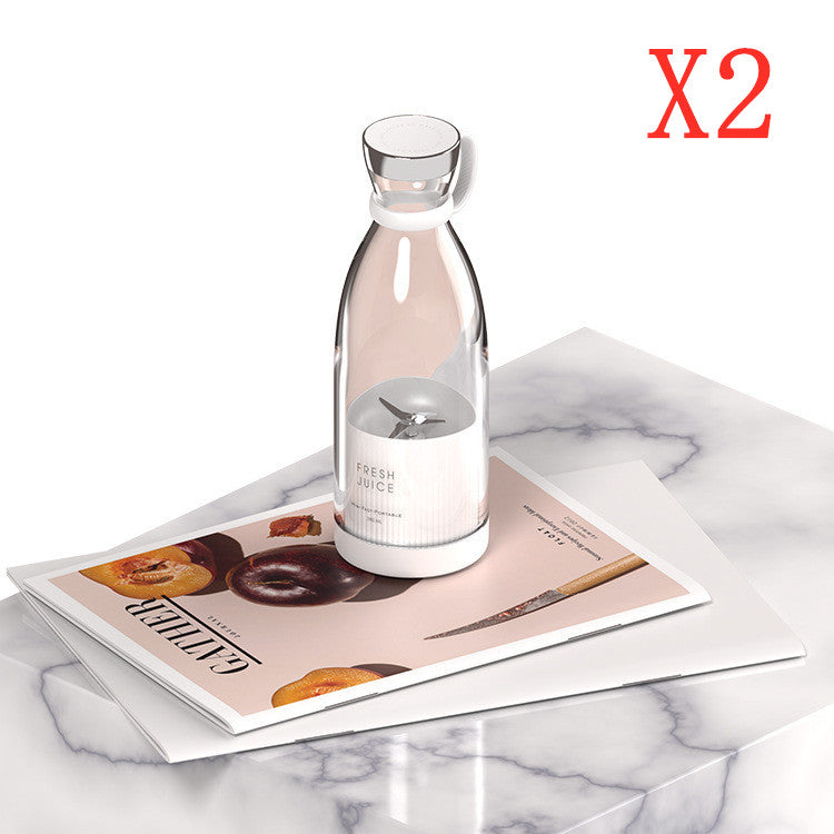 White portable blender on a magazine with an X2 quantity label