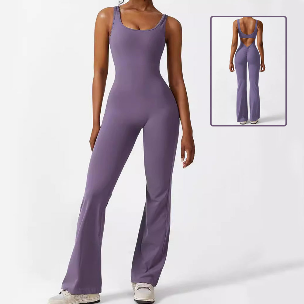 Sleeveless Flare Yoga Jumpsuit – Women’s High-Stretch Wide Leg Activewear - product image 1