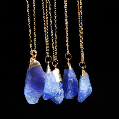 Dyed Natural Stone Crystal Pendant Necklace - product image 4
