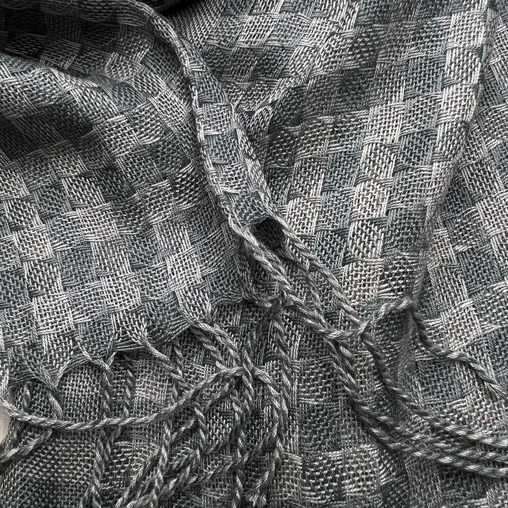 Gray fringed acrylic scarf - view 5