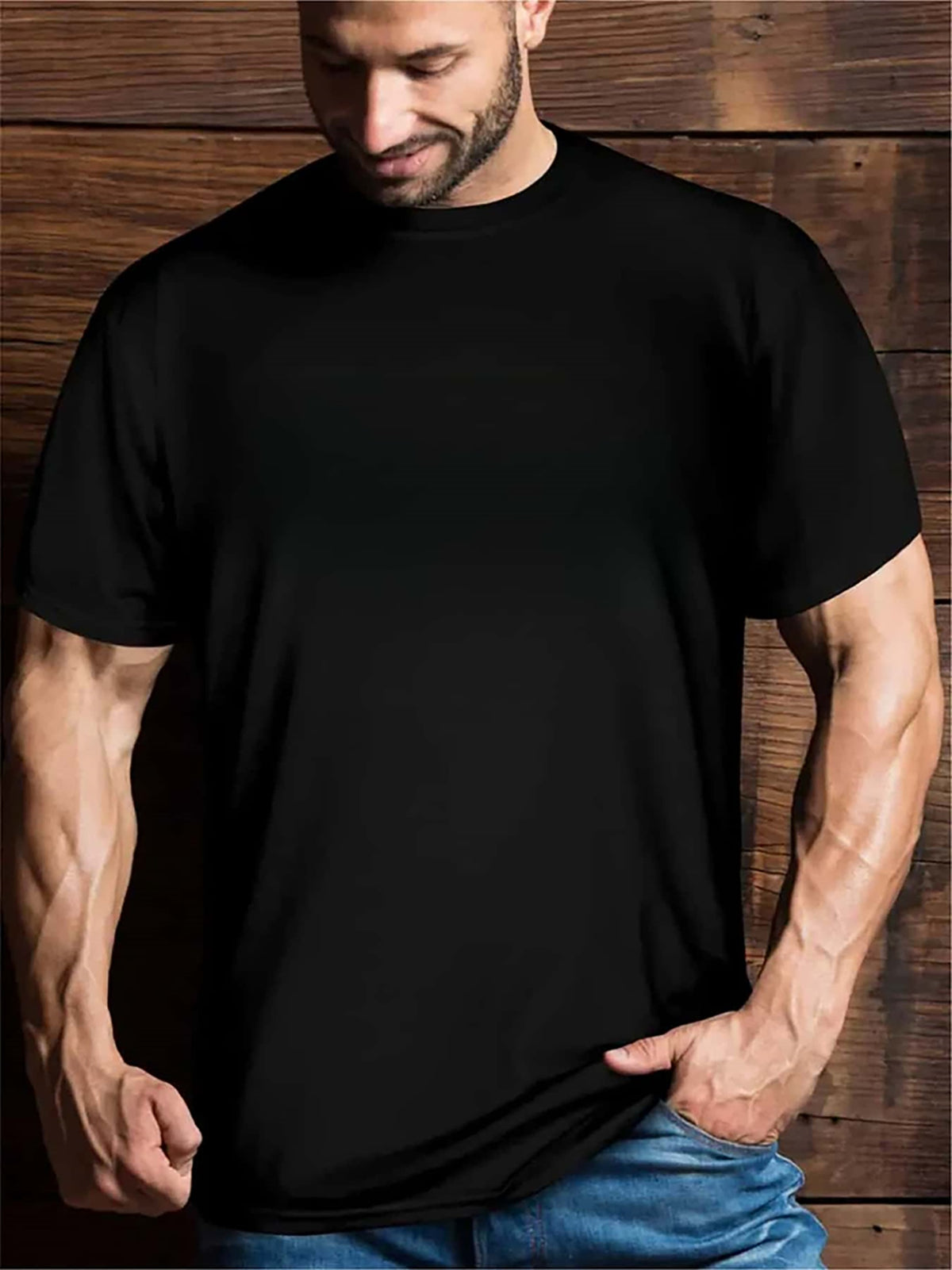 Men's Black Printed Short-Sleeve T-Shirt - S-5XL - image 4