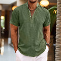 Men's Stand Collar Cotton-Linen Short-Sleeve Shirt - product image 11