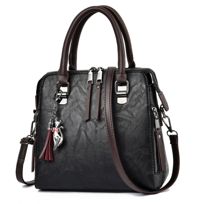 Women's Tassel Top-Handle Bag – PU Leather Shoulder Bag with Zipper - product image 9