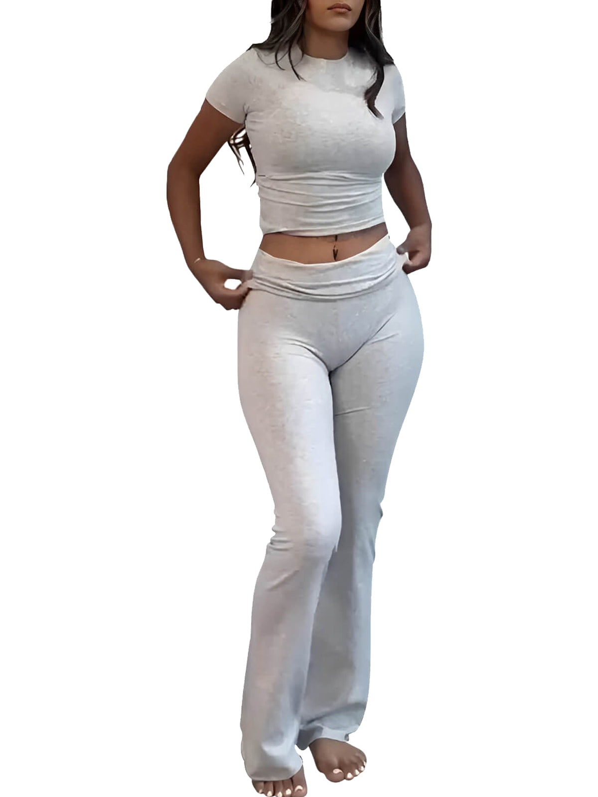 Women's Fold-Over Waist Flared Pants - view 9