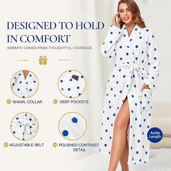 Women's plush fleece shawl-collar robe - view 3