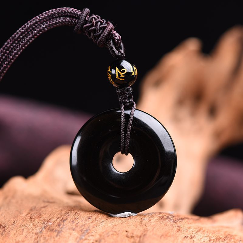 Obsidian U-Shaped Pendant Necklace - product image 2