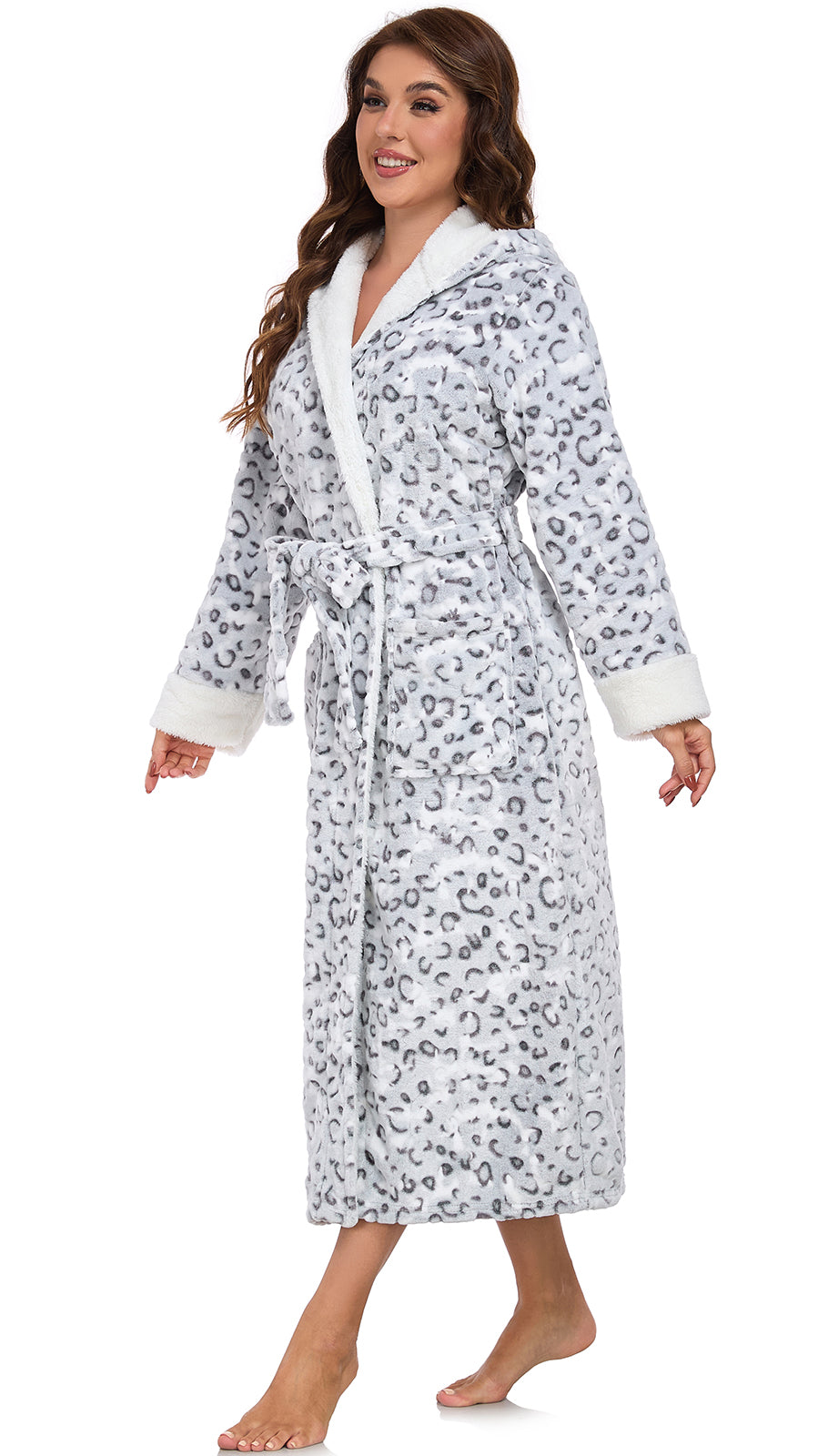RONGTAI Women's Long Hooded Fleece Bathrobe - view 5