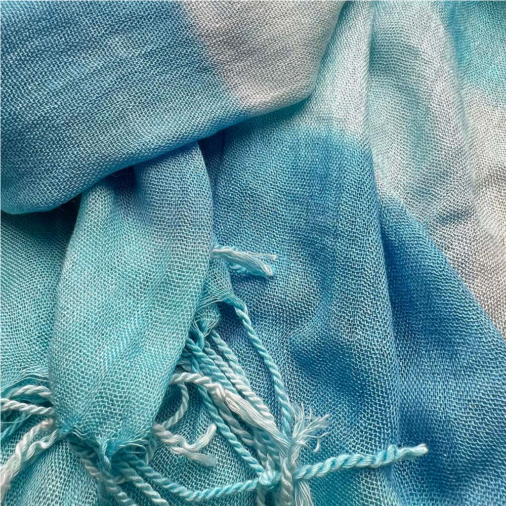 Turquoise watercolor-print viscose scarf - view 4
