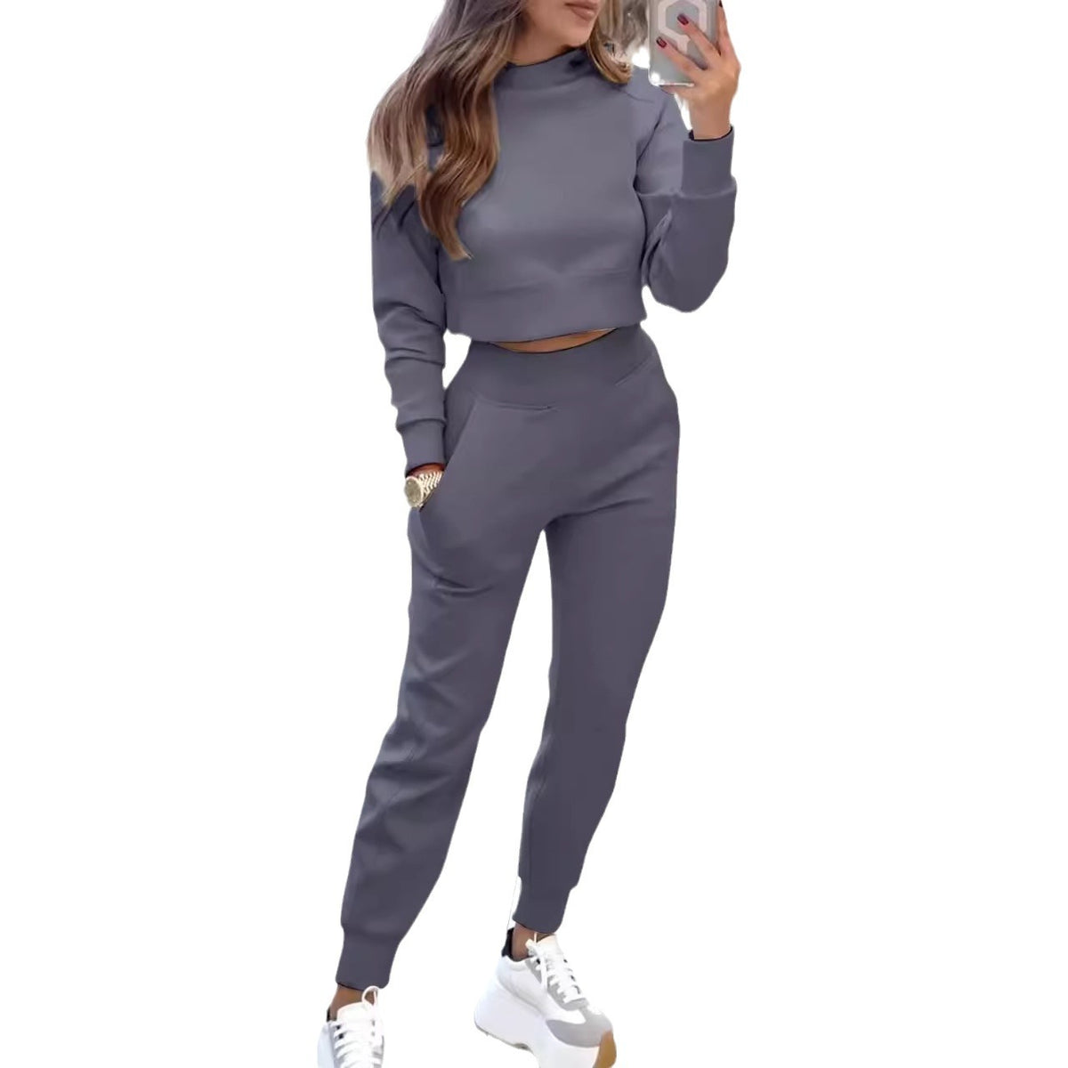 Women's High-Collar Slim Long-Sleeve Leisure Suit - product image 7