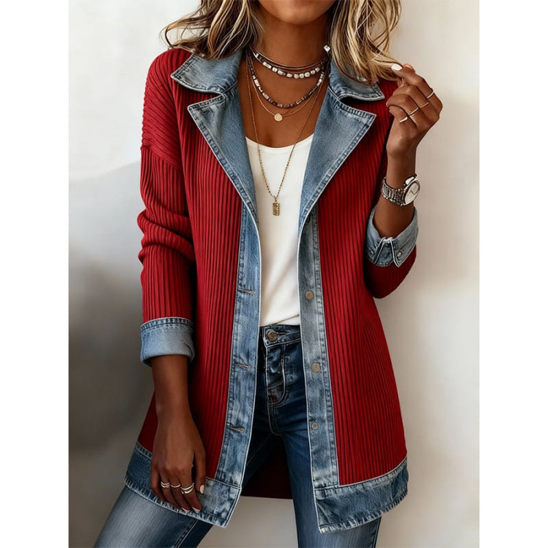 Women's Denim Patchwork Button-Down Jacket - view 10